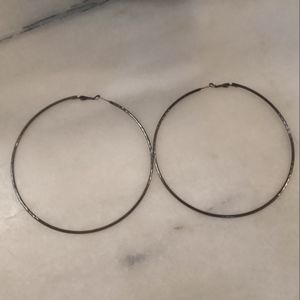 Large Gun Metal Hoop Earrings